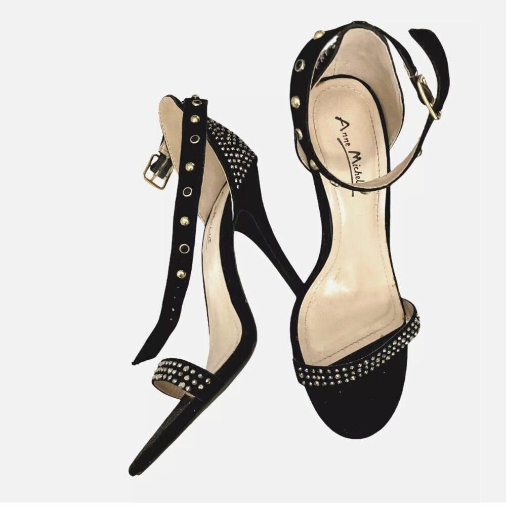Anne‎ Michelle Heels Size 7.5 Enzo 44 Black Embellished